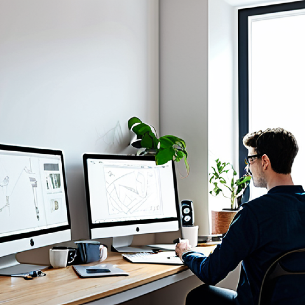 **Freelance Animator's Workspace:** "A bright and airy home office, featuring a powerful workstation with animation software running, a Wacom drawing tablet, and sketches scattered around. The animator, fully clothed in casual but professional attire, is focused on the screen, with a cup of coffee nearby. Natural light, indoor plants, organized space, perfect anatomy, safe for work, appropriate content, professional, well-formed hands, proper finger count, natural body proportions."