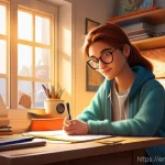 애니메이션 기획사와 관련된 법률 지식 - **Prompt:** A talented young female animator in her cozy, sunlit studio, surrounded by digital table...