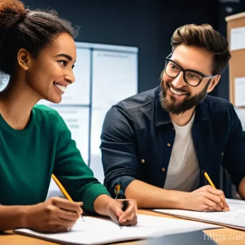 애니메이션 기획사의 프로덕션 단계별 체크리스트 - **Prompt:** A diverse team of four animation professionals (two men, two women) in a bright, modern ...