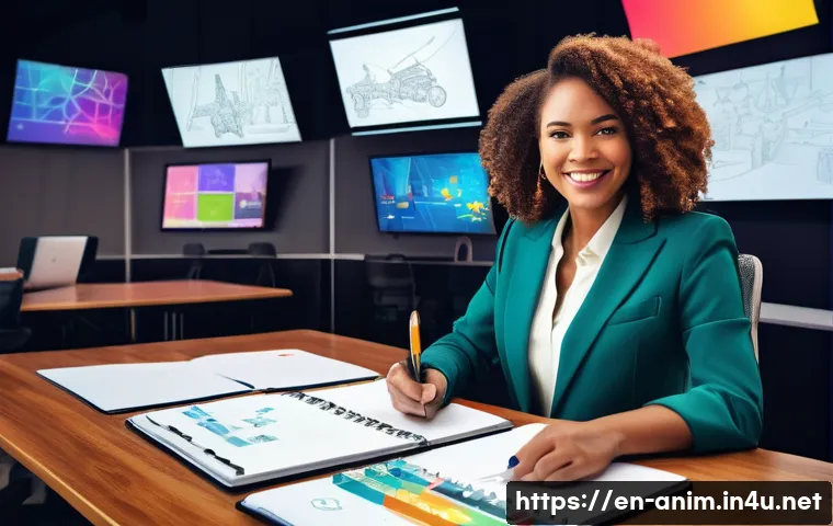 애니메이션 기획사의 하루 - **Prompt 1: The Visionary Pitch**
    "A dynamic, brightly lit boardroom scene. In the foreground, a...