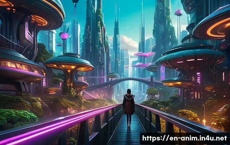 애니메이션 기획사의 도전적 프로젝트 경험 - A richly detailed scene blending sci-fi and classic fairy tale elements: a futuristic cityscape with...