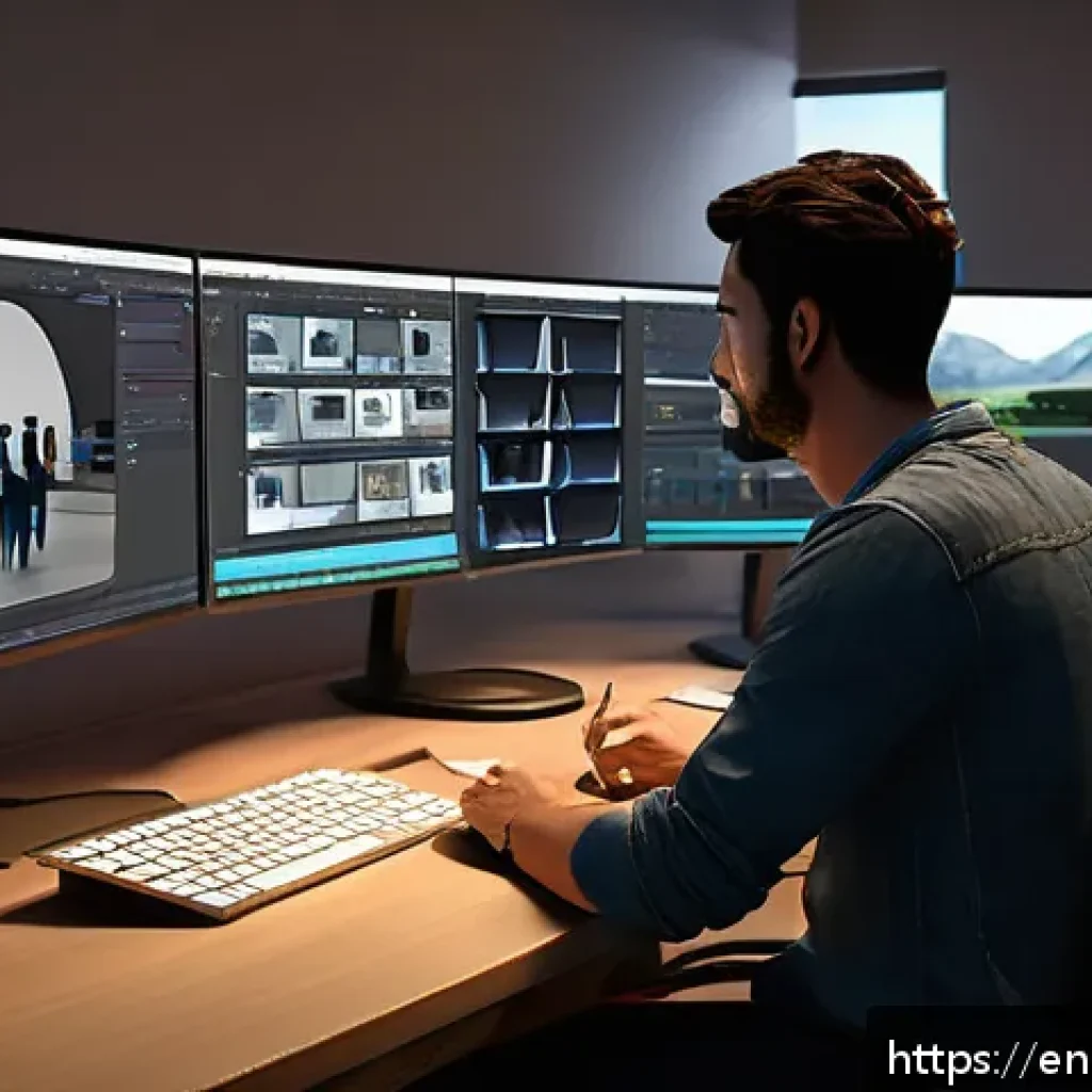 애니메이션 기획사 채용 공고에서 요구하는 능력 - A dynamic animation studio scene featuring a diverse team of animators collaborating around computer...