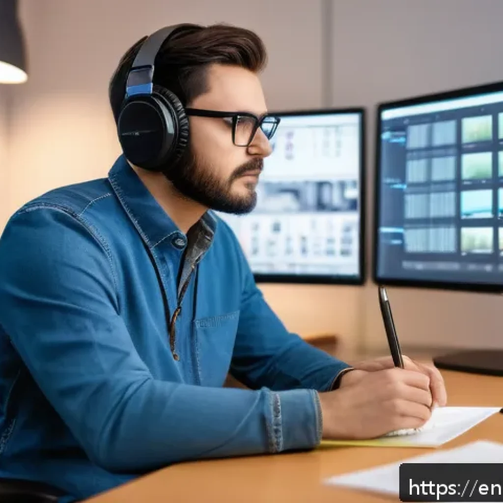애니메이션 기획사에서의 개인 프로젝트 개발 - A focused solo animator working late in a modern, well-lit studio filled with multiple monitors disp...